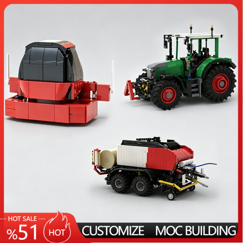 새로운 녹색 농장 트랙터와 빨간색 베일러 트레일러 MO - Farming Agriculture Model 리뷰 및 가격